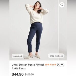 Quince ultra stretch pintuck ankle pants dark navy